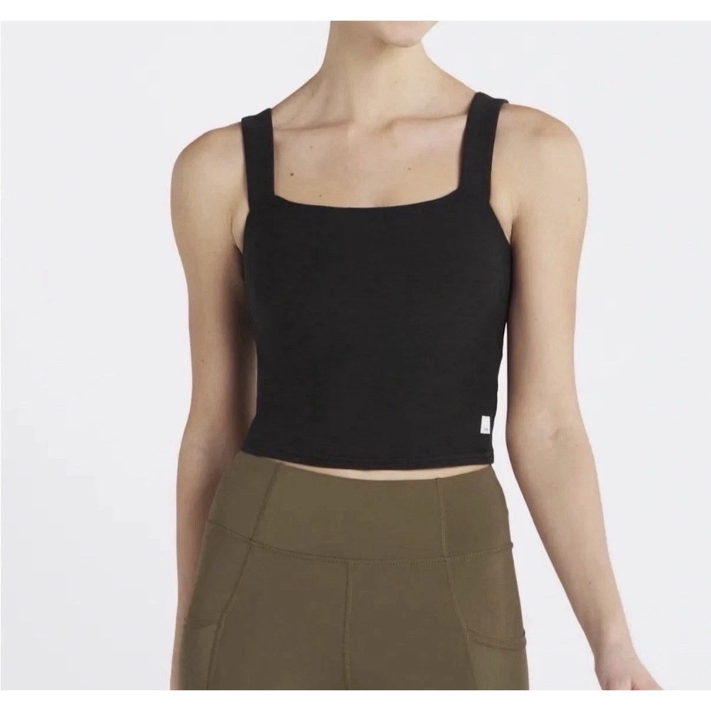 Vuori Elevation Square Neck Tank Top Womens Small Black Crop Athleisure Yoga